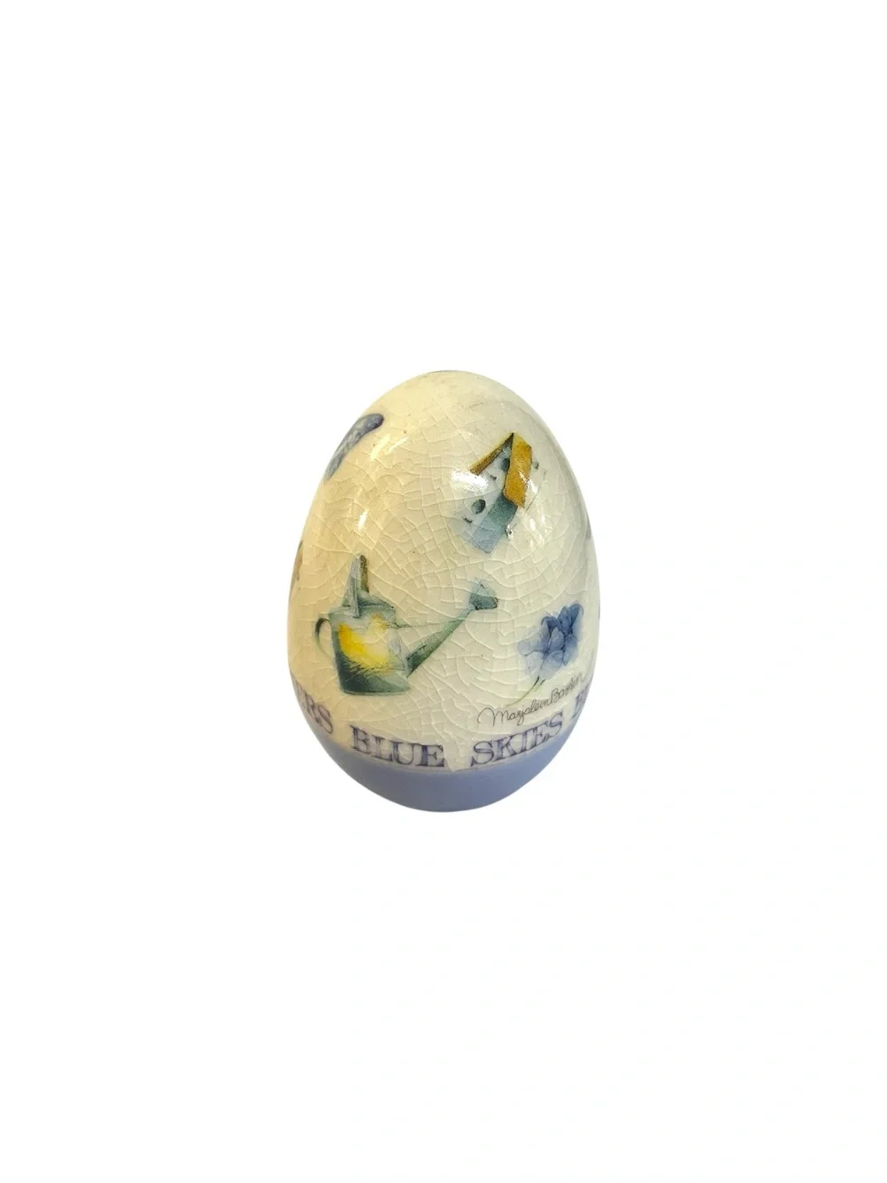 Hallmark Marjolein Bastin Porcelain Egg Blue Skies & Butterflies Design 3”